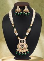   Festival Wear  Green Color Matte Gold Meenakari Necklace Set